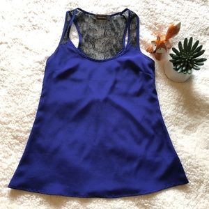 Royal Blue & Lace Sleeveless Top